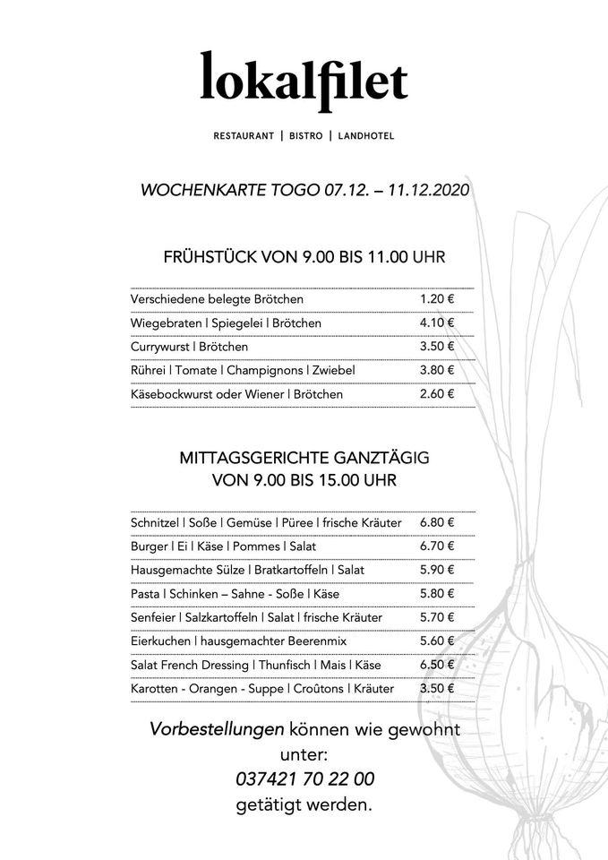 Speisekarte von Bistro Margitta Frühstück, Mittag & Kaffee restaurant, Oelsnitz/Vogtl.