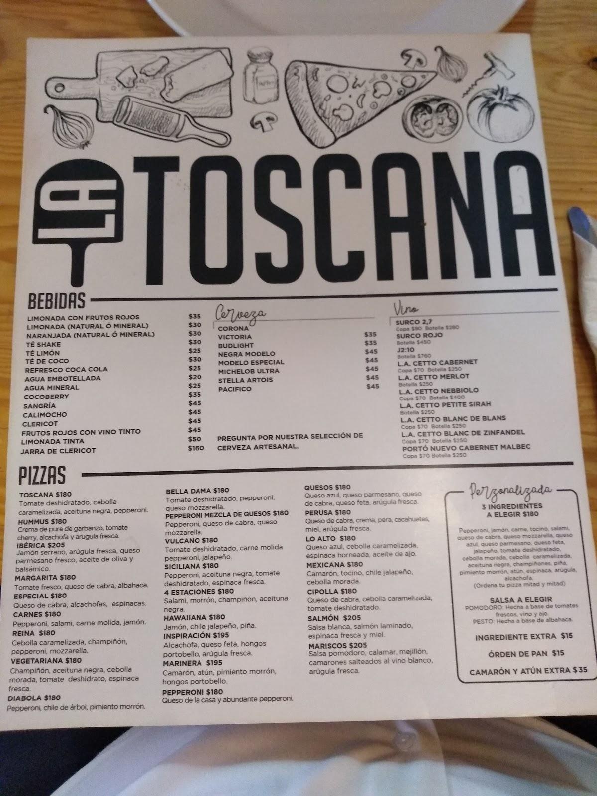 Menu At La Toscana Restaurant Ciudad Juarez Blvd Manuel G Mez Mor N S N