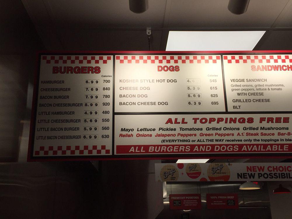 Menu at Five Guys fast food, Gaithersburg, 505 Quince Orchard Rd