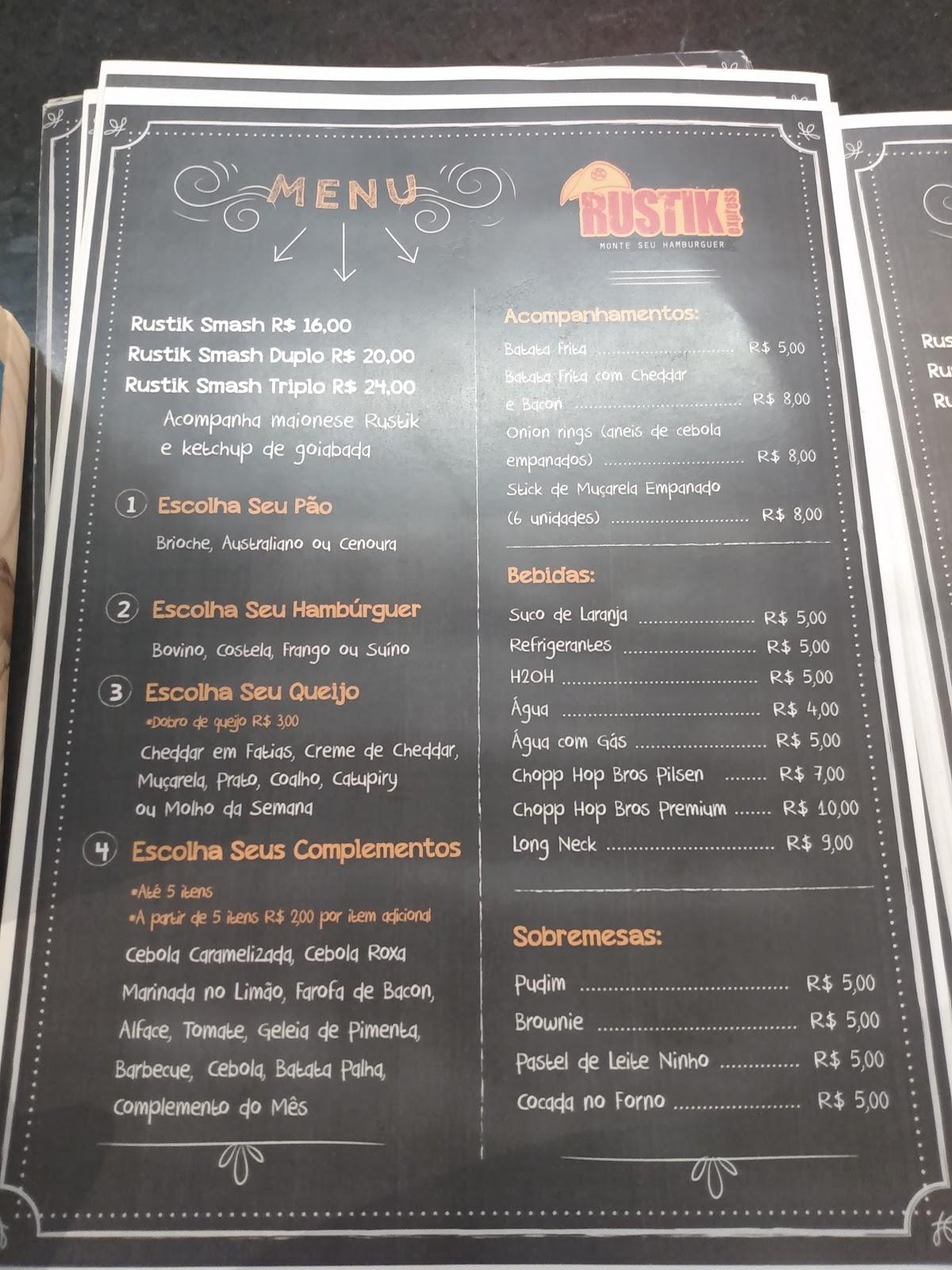 Rustik Express cardápio