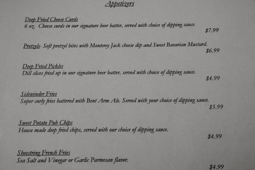 Carta de Skål Public House, Mount Horeb