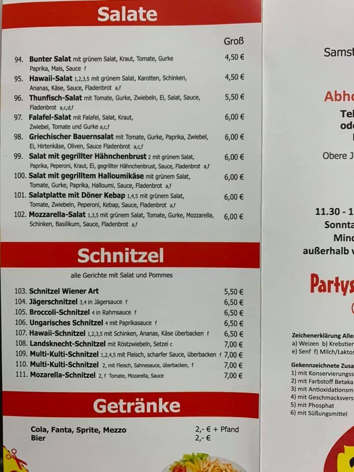 Speisekarte von Dürüm Imbiss Döner Pizza, Pößneck