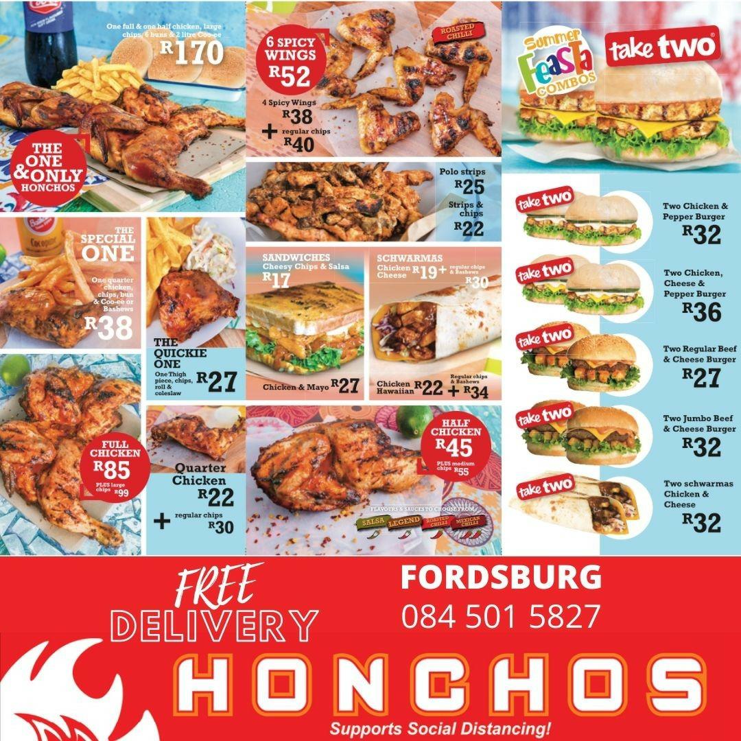 Menu at Honchos Fordsburg restaurant, Johannesburg, 28 Mint Rd