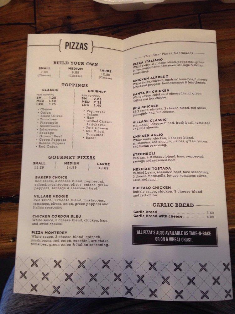 Menu at Village Baker pizzeria, West Jordan, W 9000 S