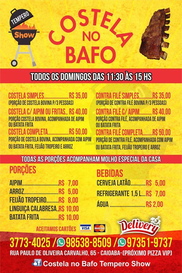 Menu em Costela No Bafo Tempero Show restaurante, Nova Iguaçu