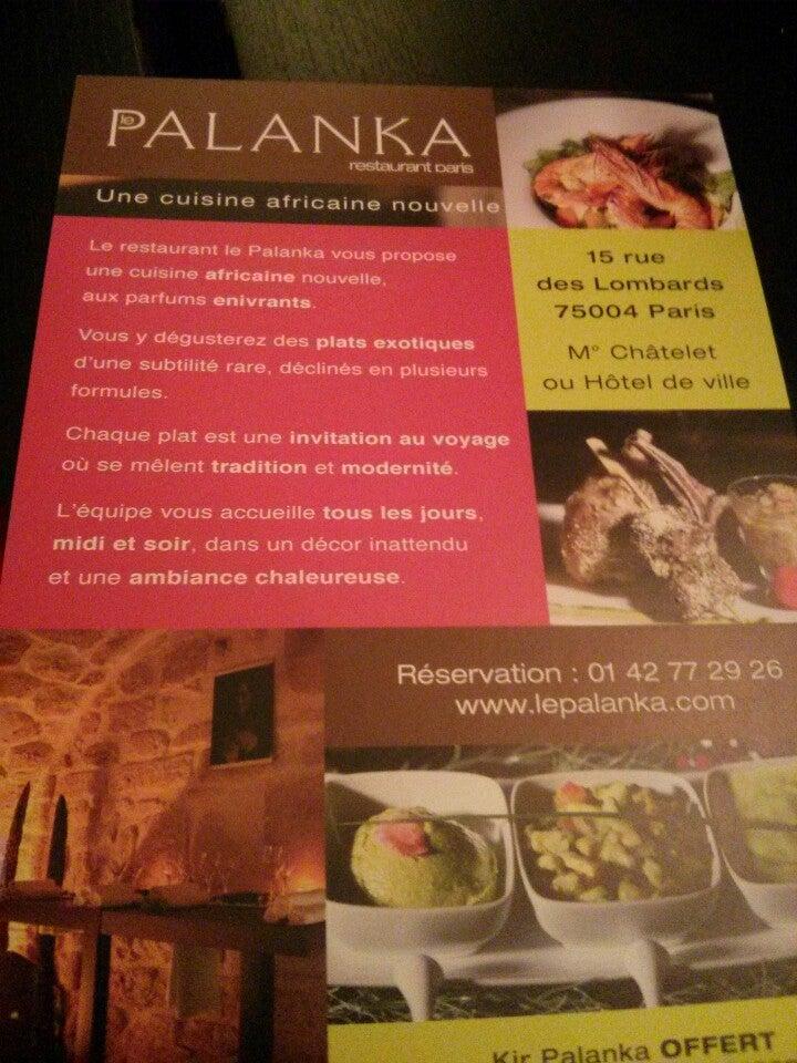 Menu at Le Palanka restaurant, Paris