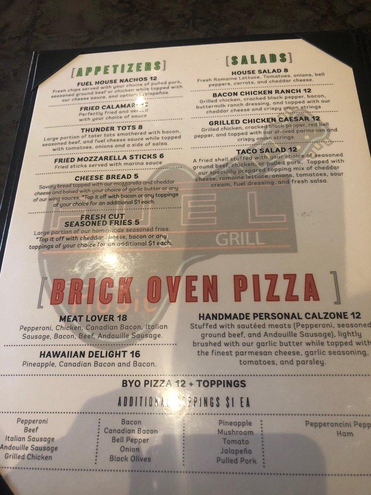 Menu at Fuel pub & bar, Oklahoma City