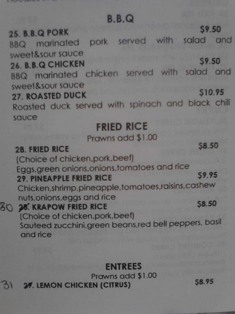 Menu at Rose Garden Thai Restaurant, Vacaville
