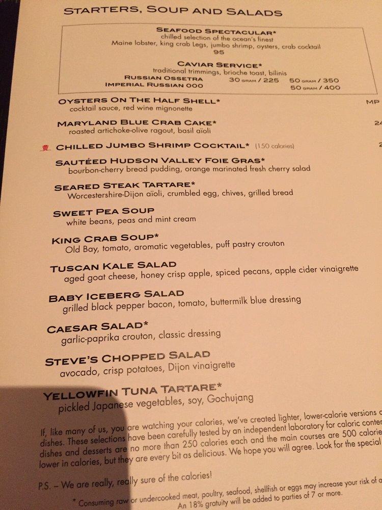 Menu at SW Steakhouse, Las Vegas