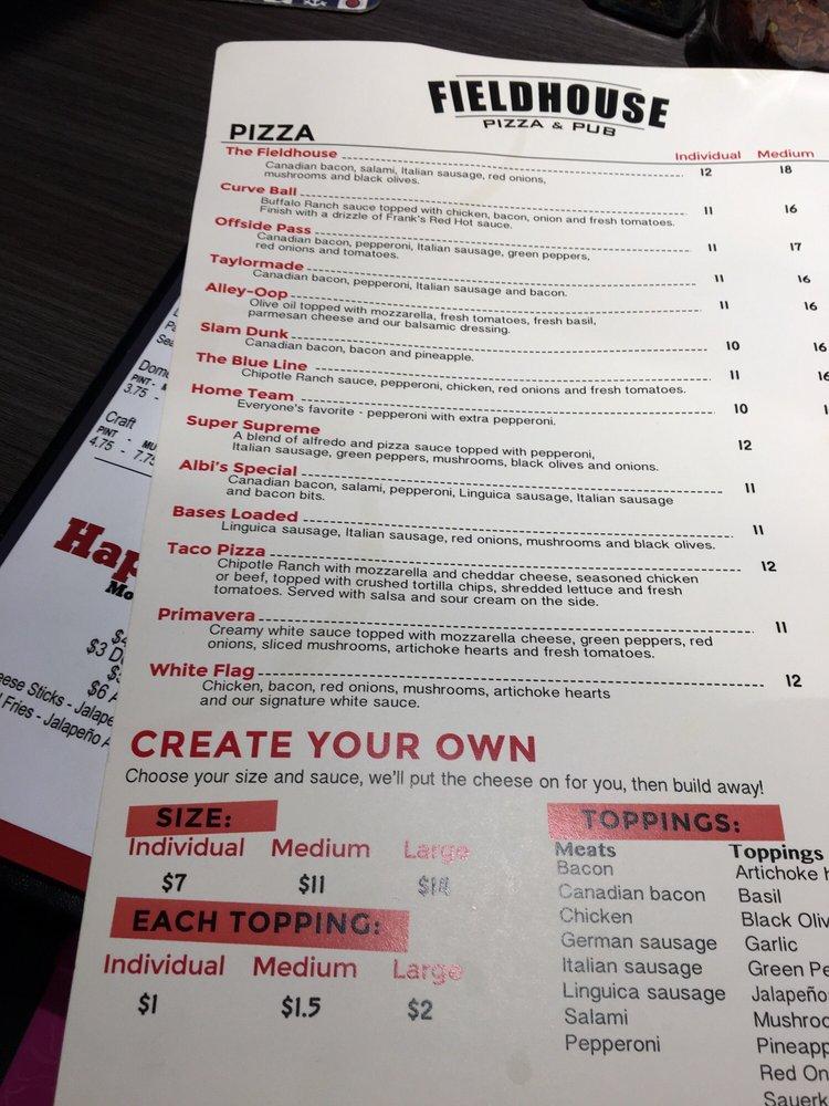 Menu at Fieldhouse Pizza & Pub Liberty Lake, Liberty Lake