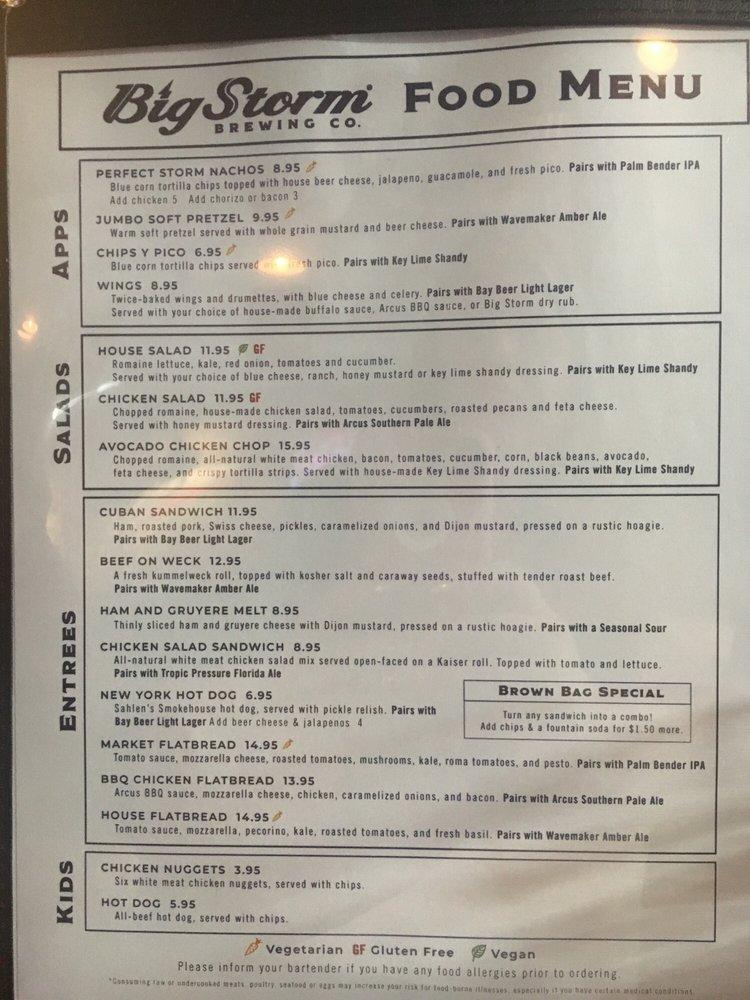 Menu at Big Storm Brewing Co. Odessa pub & bar, Odessa
