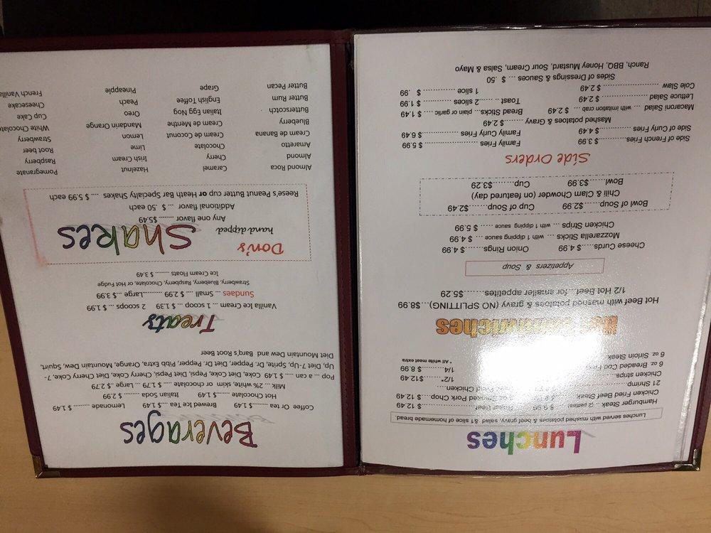 Menu at Don's Cafe, Morris
