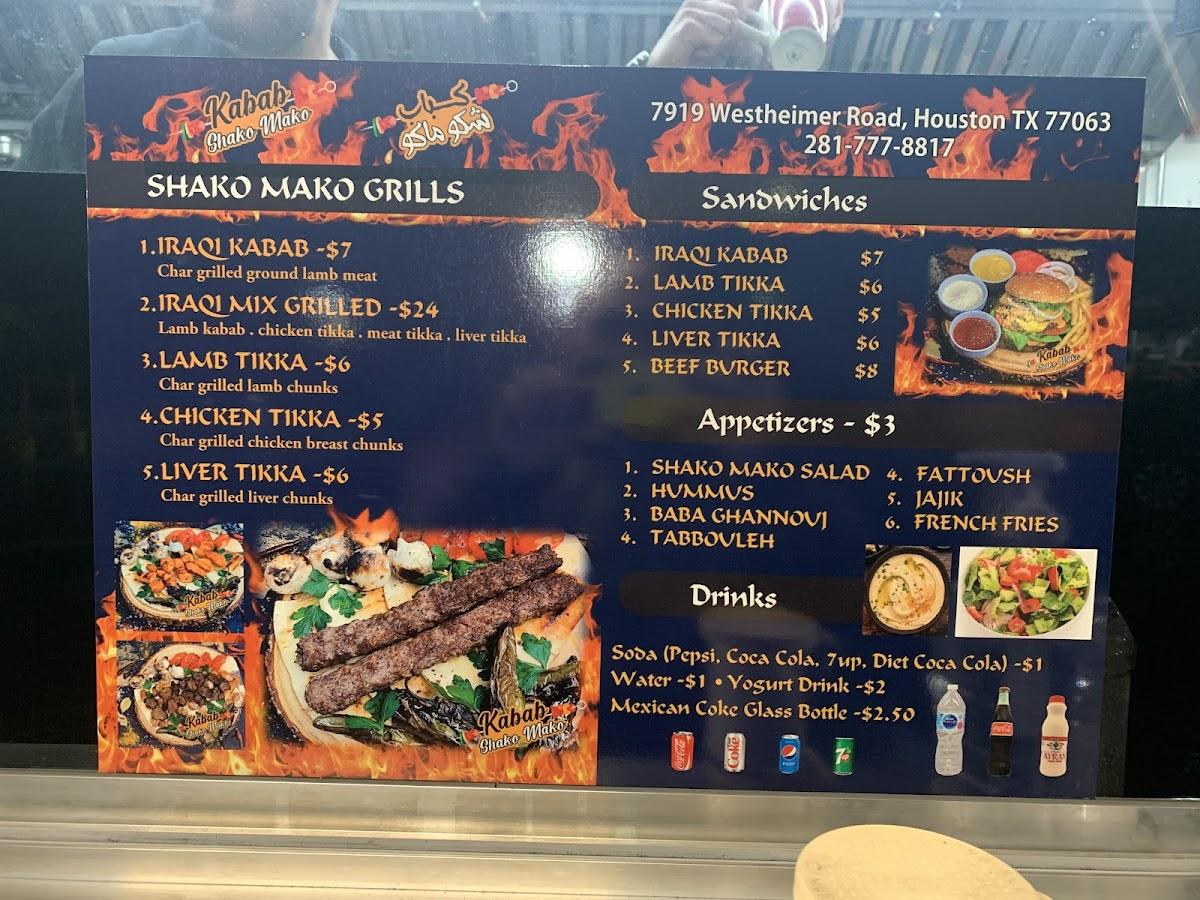 Carta del restaurante Kabab Shako Mako (Food Truck), Houston