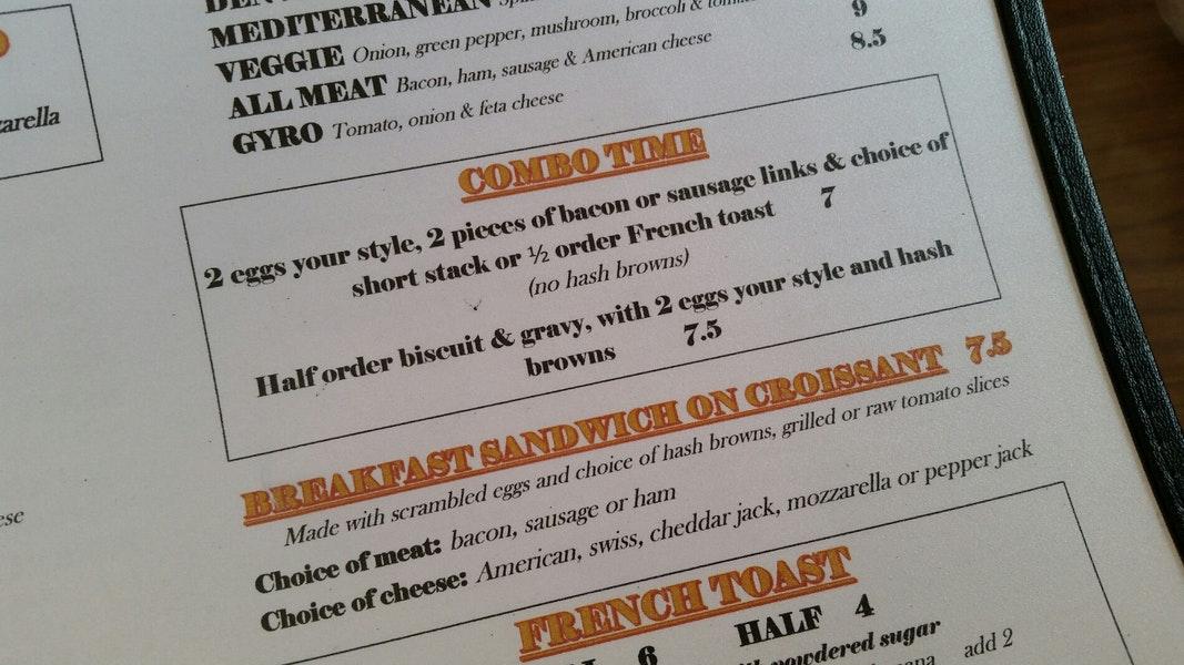 Menu at The Double Yolk Cafe, Woodstock