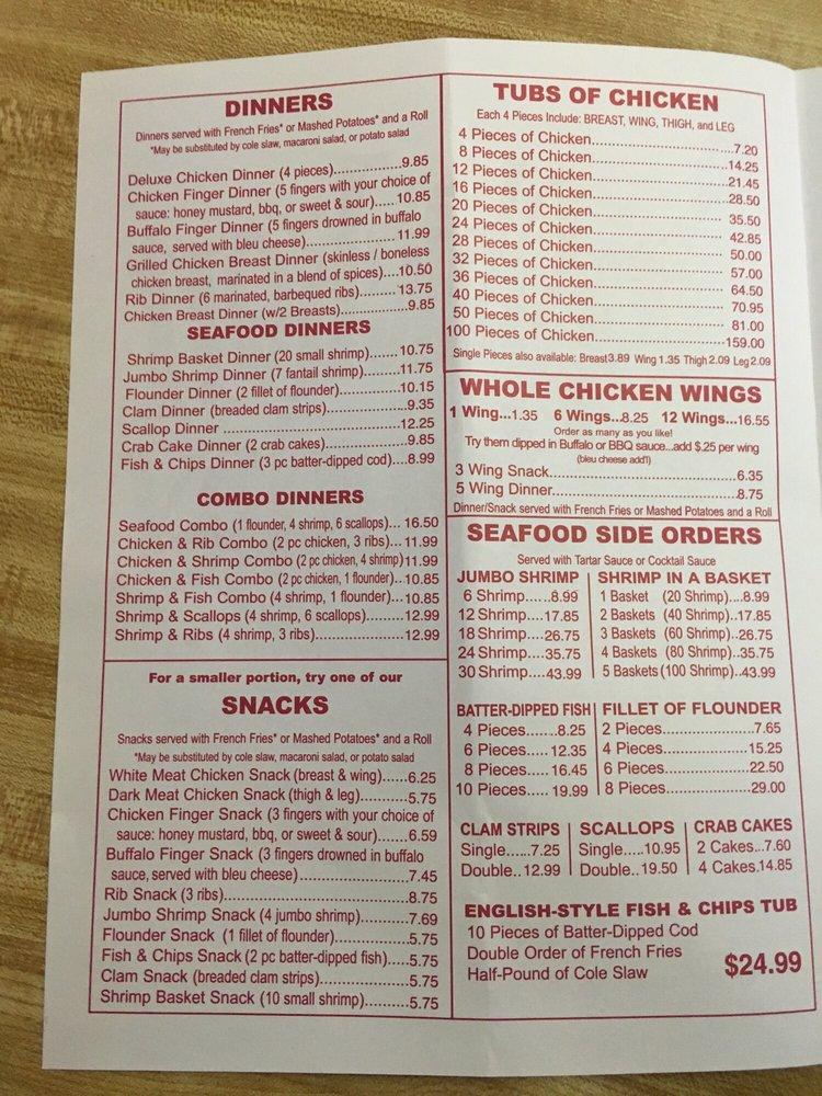 Menu at Chicken Holiday restaurant, Hamilton Township, White Horse Ave