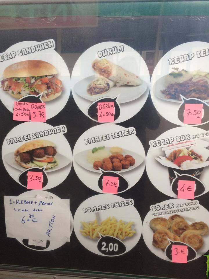 Menu at Edi's Kebab restaurant, Vienna