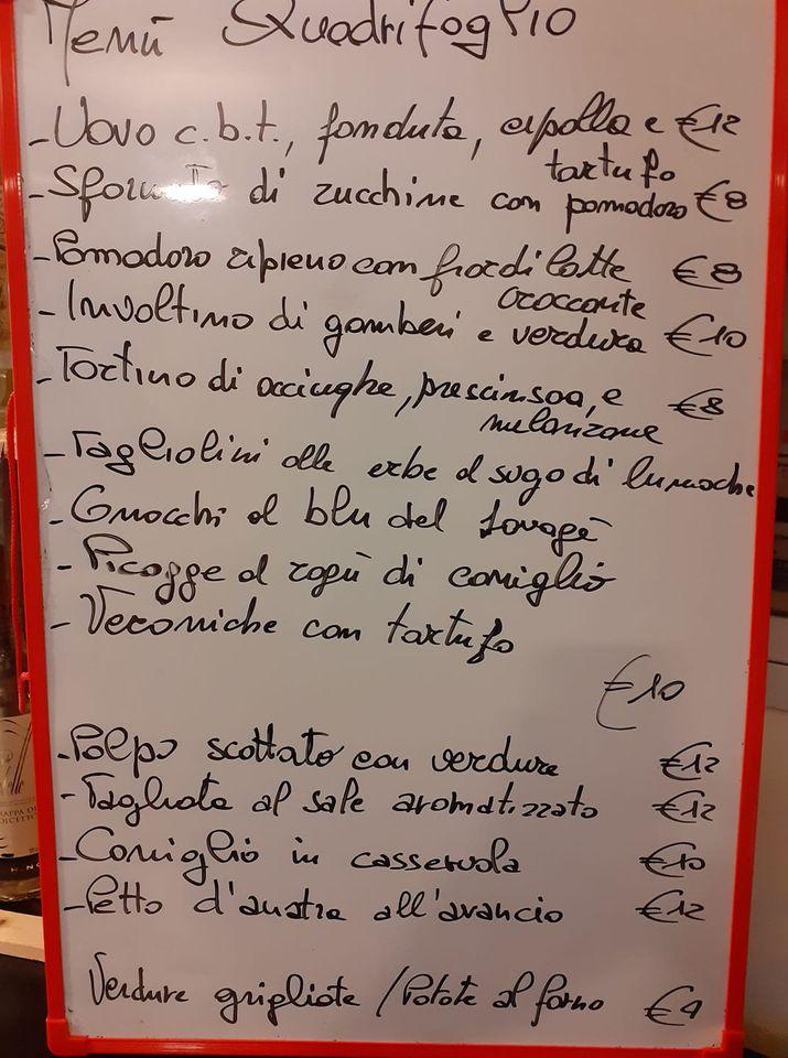 Menu Da Ristorante Il Quadrifoglio Carcare