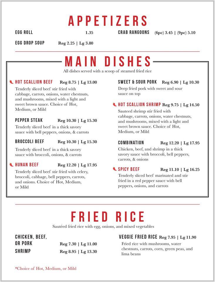 Oriental House Menu With Prices Pdf