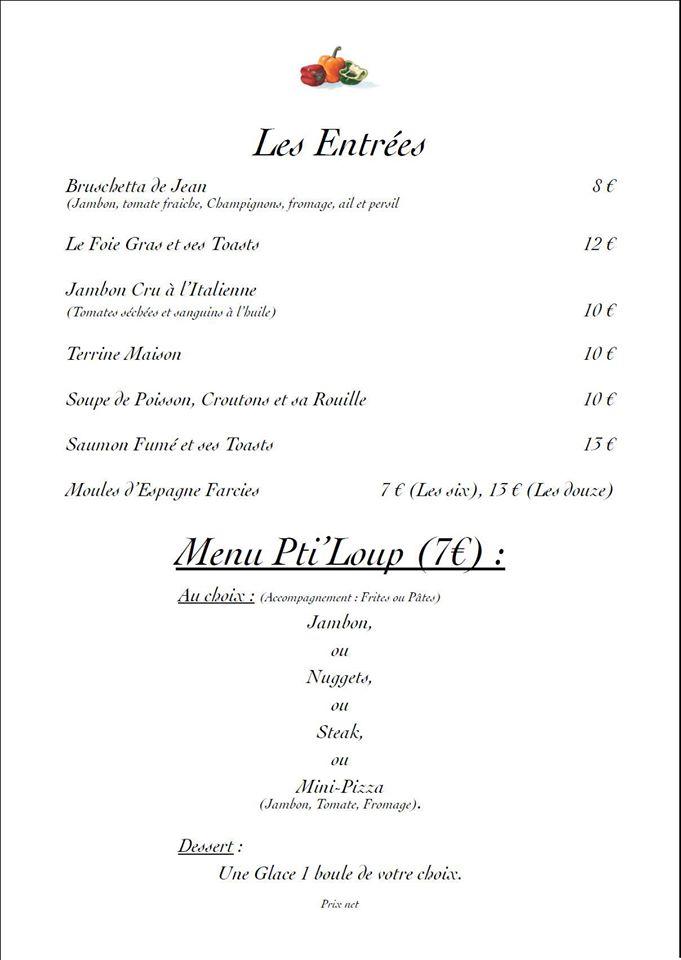 Menu at Le Bouchon Provençal restaurant, Villeneuve-Loubet, 44 Rte du ...