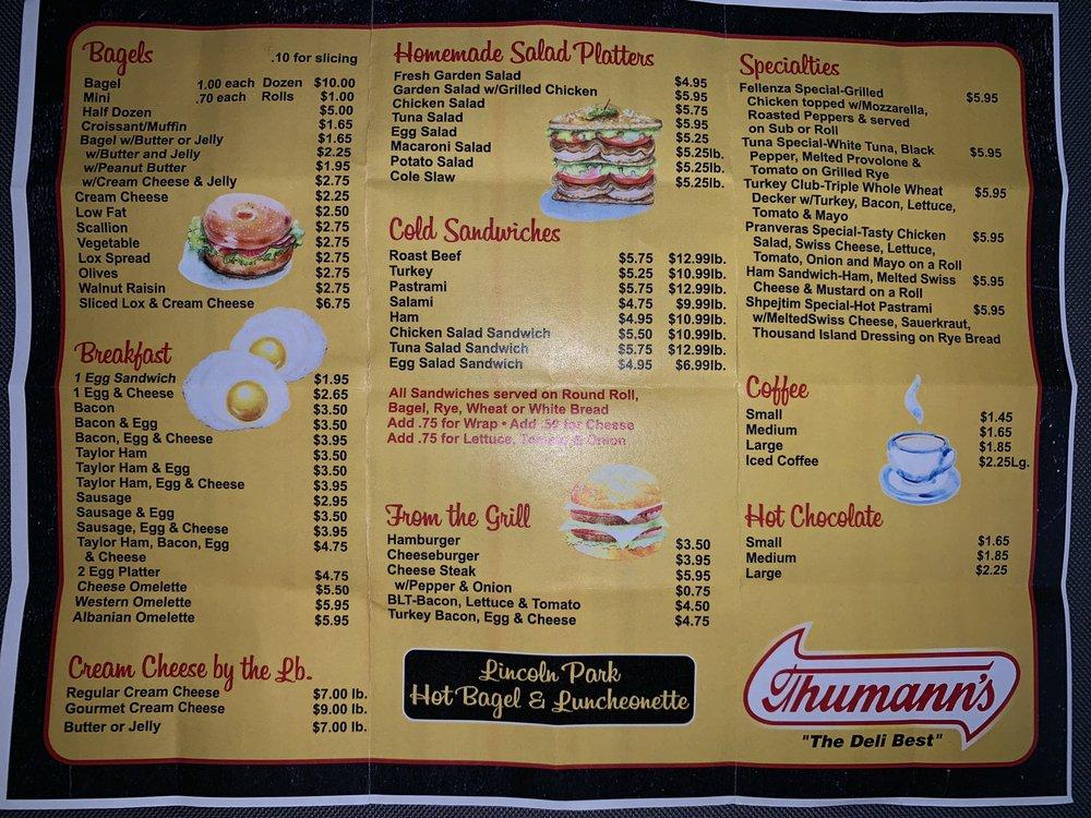 Menu at Lincoln Park Hot Bagel & restaurant, Lincoln Park