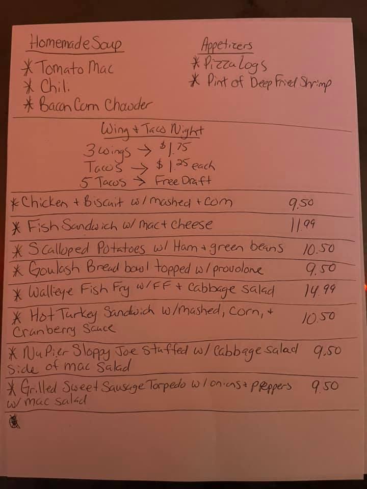 Menu at Nu Pier Restaurant, Sackets Harbor, State Rte 3