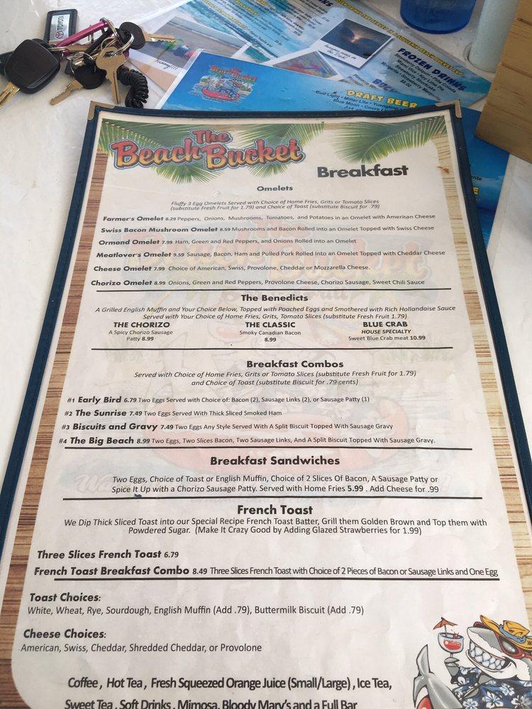 Menu at The Beach Bucket pub & bar, Ormond Beach