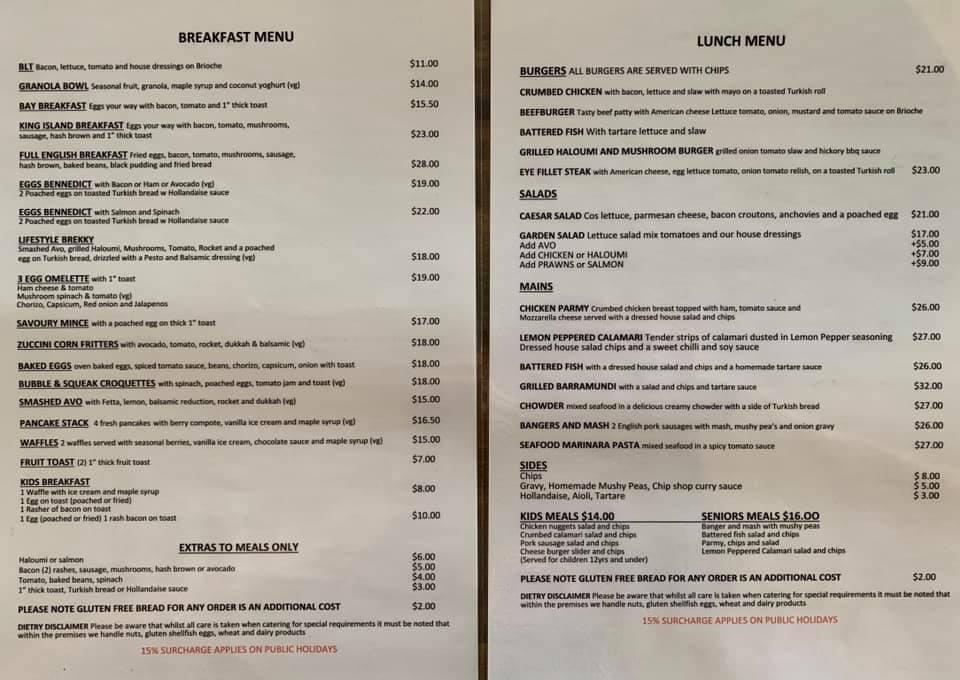 oxleys bar and kitchen menu