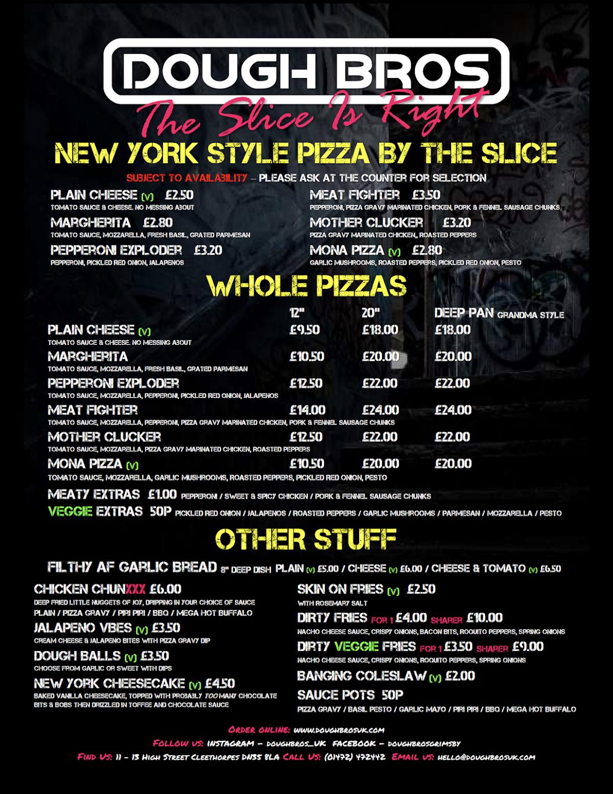Menu at Dough Bros restaurant, Cleethorpes
