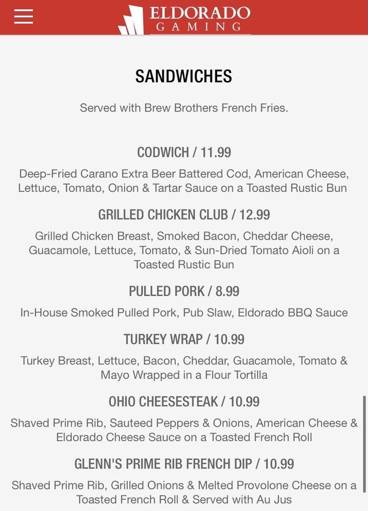 Menu at Brew Brothers restaurant, Columbus