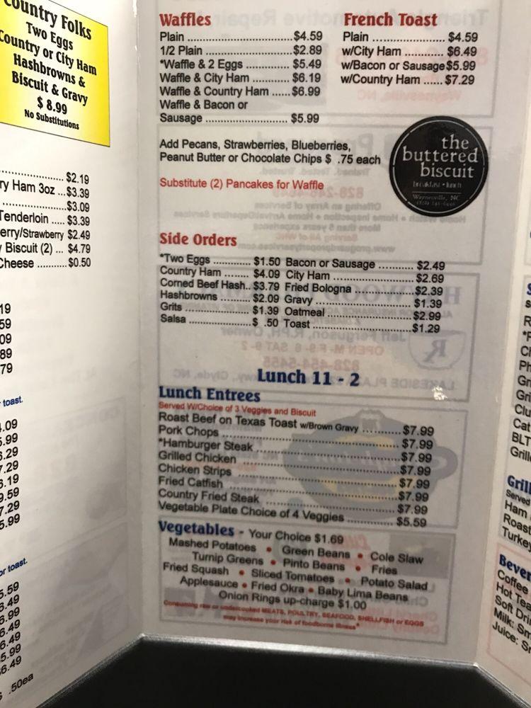 Menu at The Buttered Biscuit restaurant, Waynesville