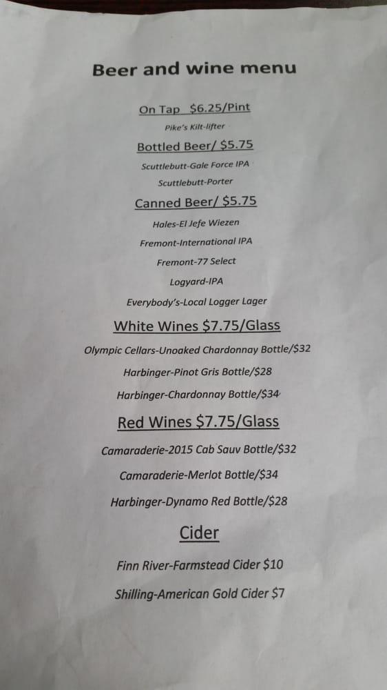 Menu at River's Edge Restaurant, La Push