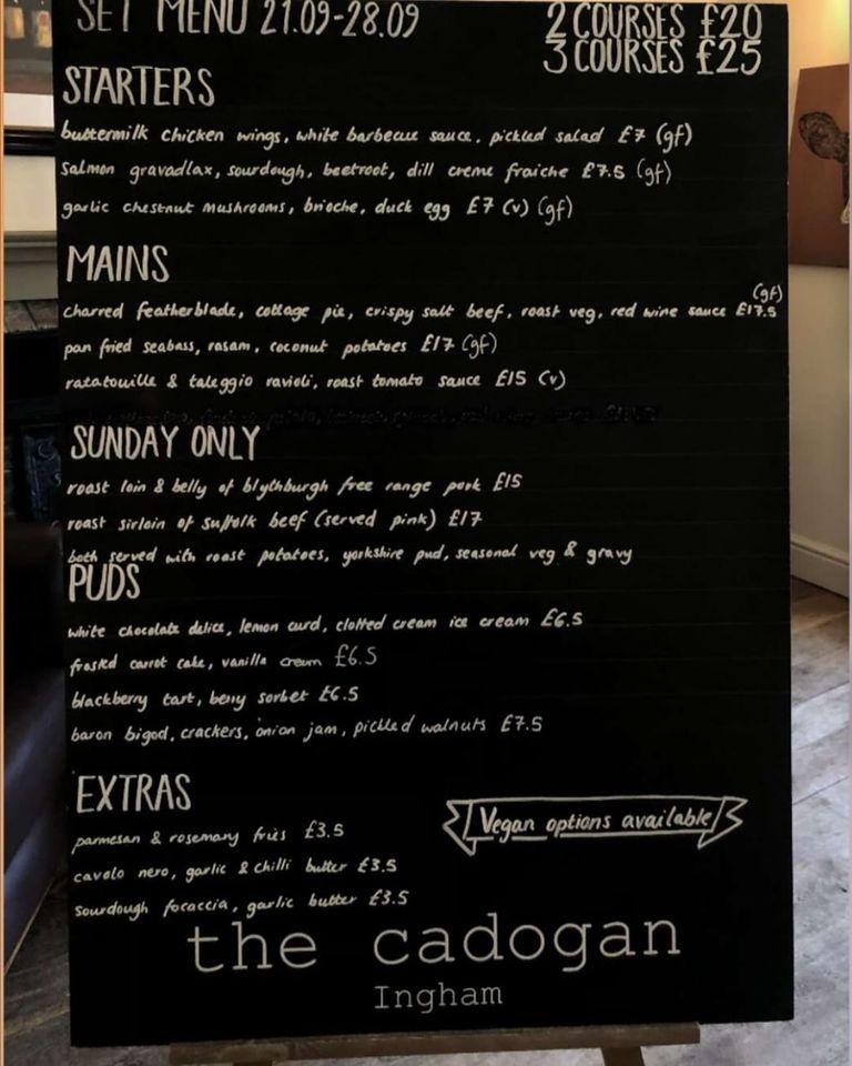 Menu at The Cadogan pub & bar, Ingham