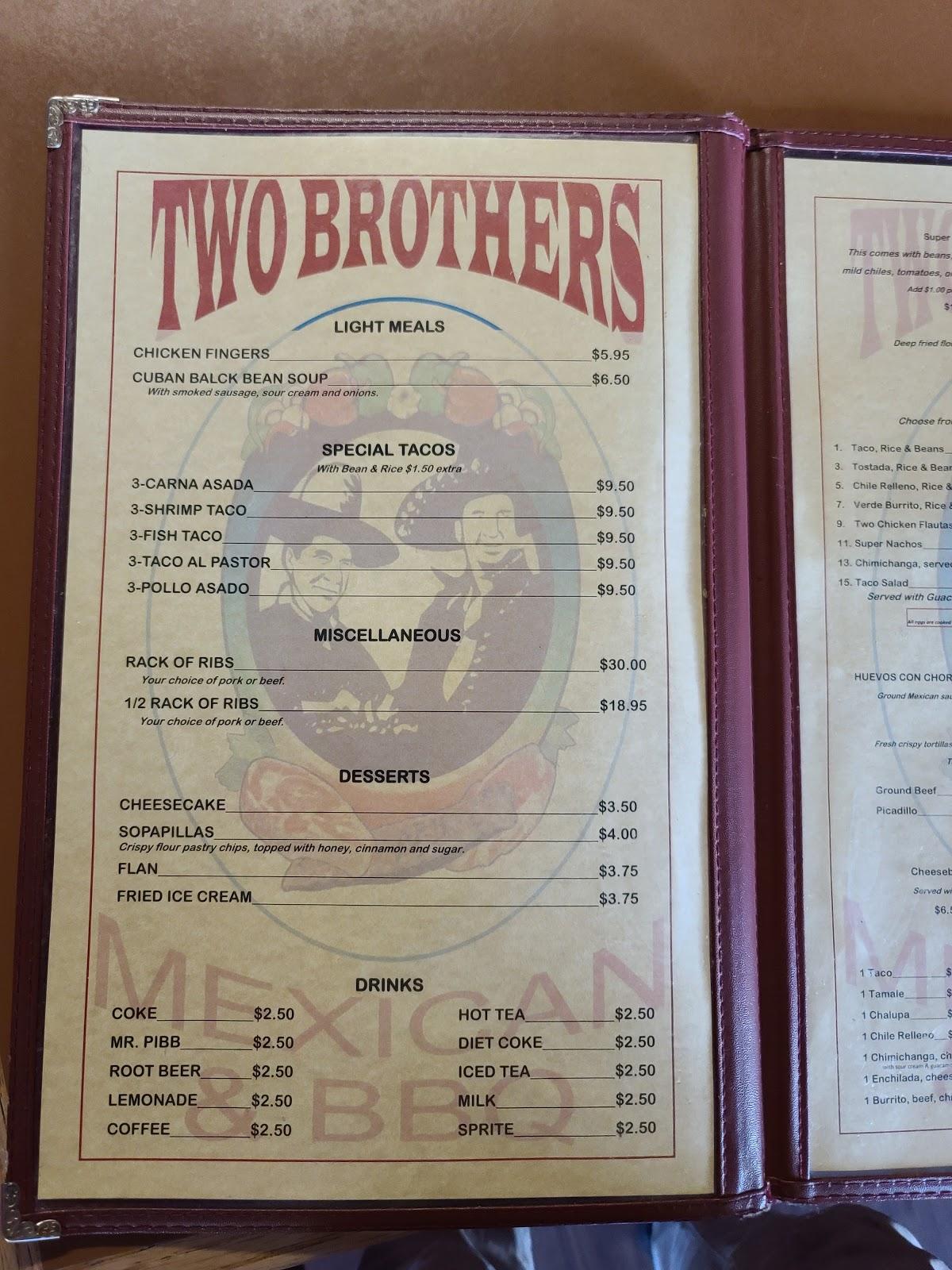 R51e Menu Two Brothers Family Mexican Restaurant 