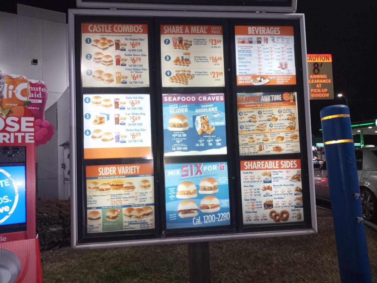 Menu at White Castle fast food, Detroit, Wyoming Ave