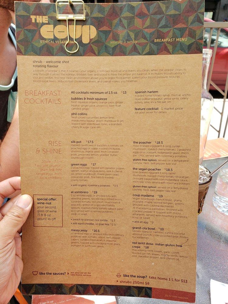 Menu at The Coup pub & bar, Calgary
