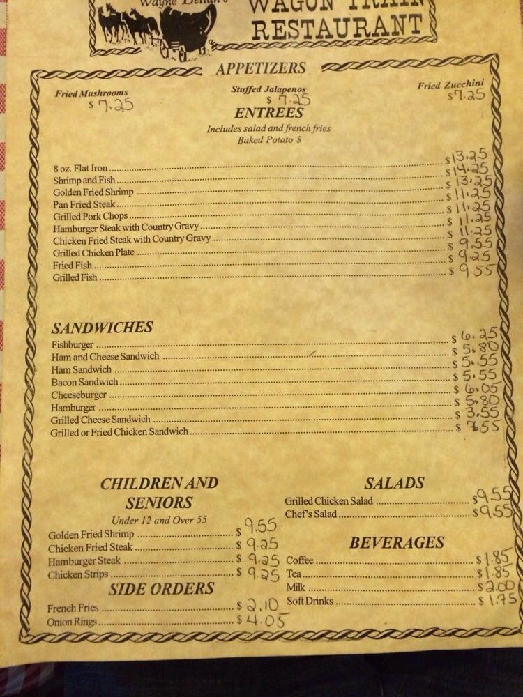 Menu at Wagon Train Drive Inn restaurant, Port Lavaca