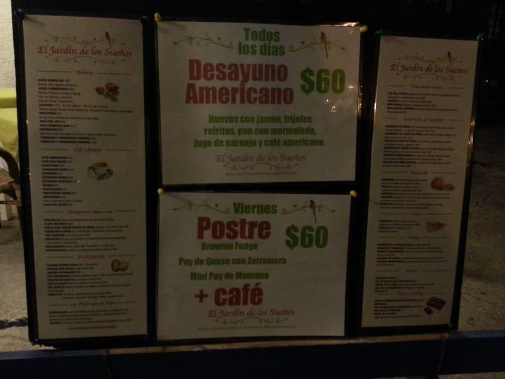 Menu At El Jard N De Los Sue Os Cafeteria Canc N C Margaritas Sm