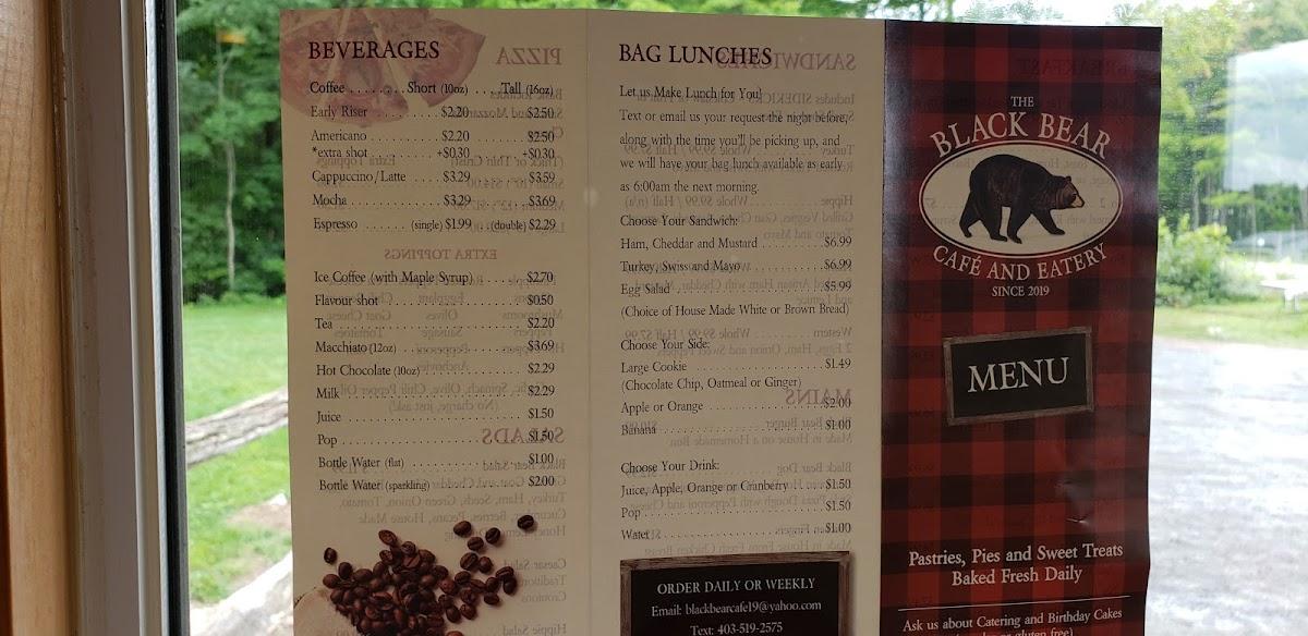 Menu at Black Bear Cafe, Richards Landing