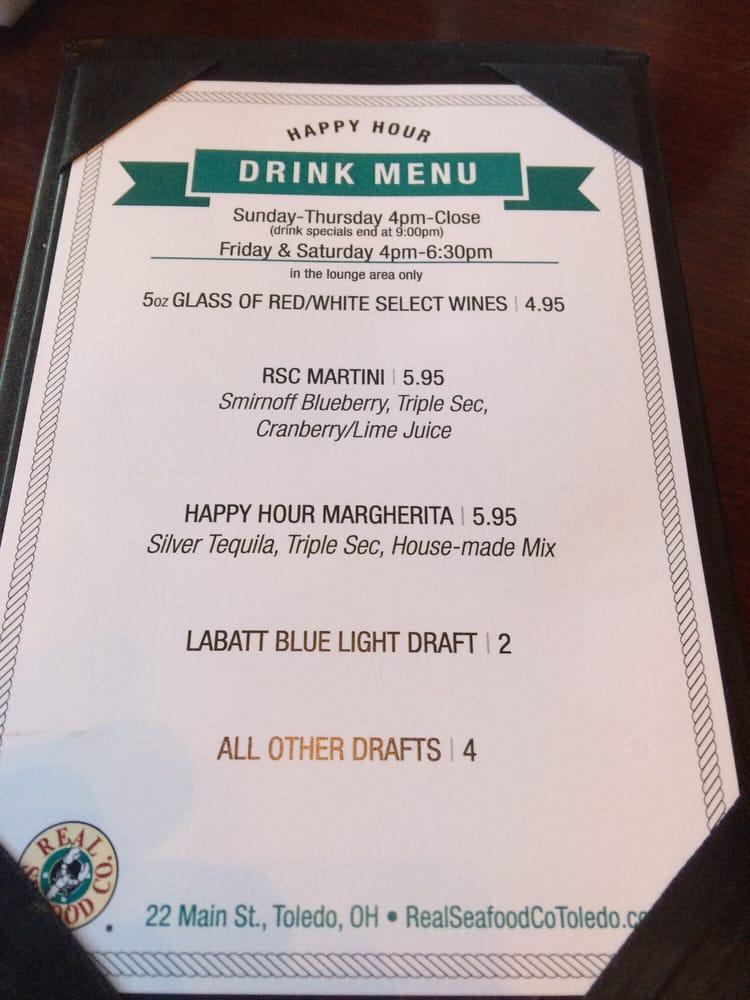 Menu at Real Seafood Company Toledo restaurant, Toledo