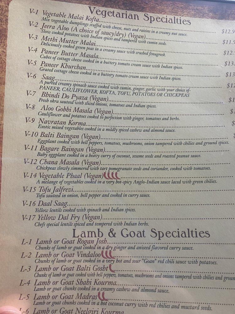 Menu at Spice Club Indian Grill Indian Restaurant, Estero