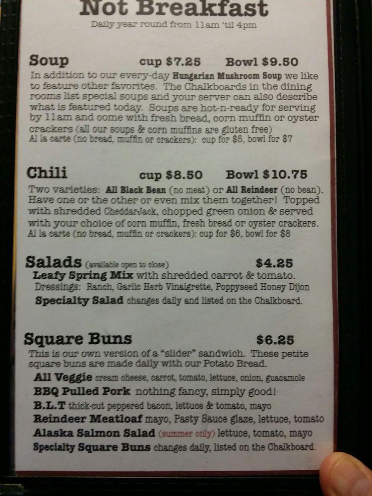 Menu at Talkeetna Roadhouse pub & bar, Talkeetna