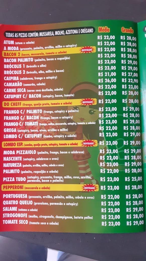 Pizzaria Bambolê cardápio