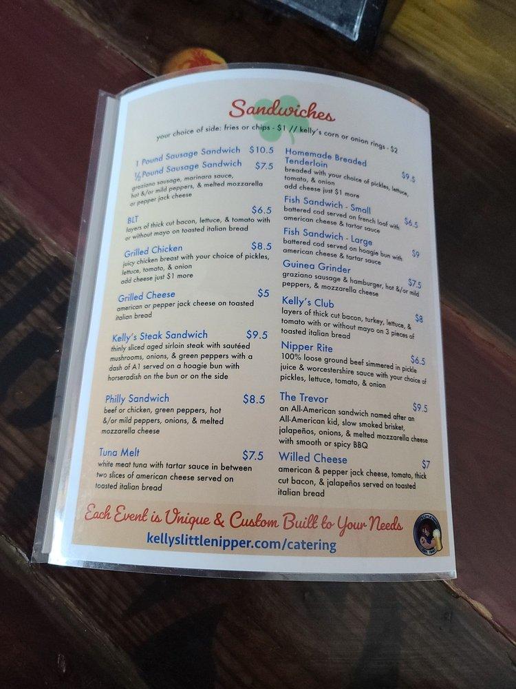 Menu at Kelly's Little Nipper pub & bar, Des Moines