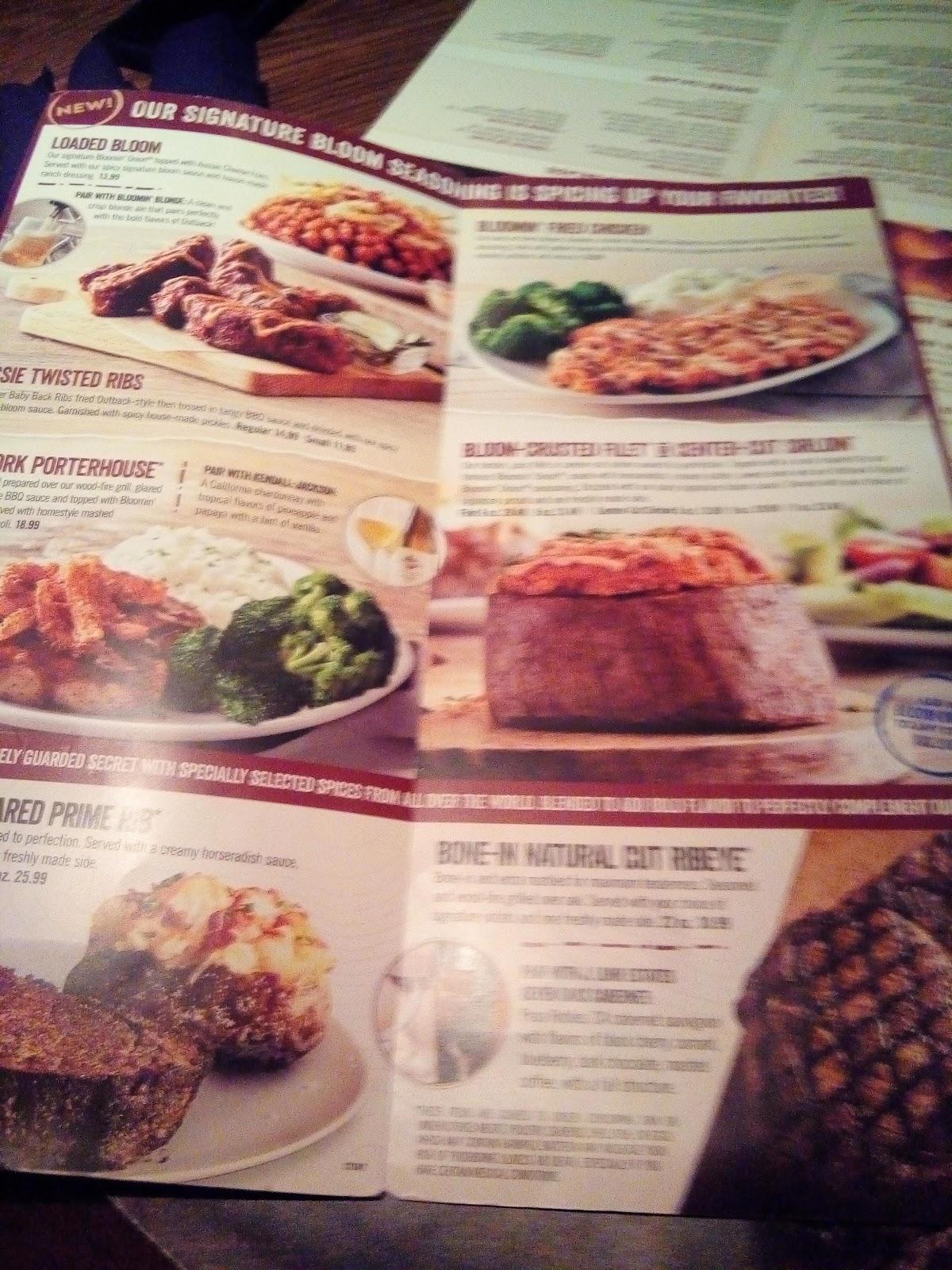 Menu at Outback Steakhouse, Las Vegas, 7380 S Las Vegas Blvd