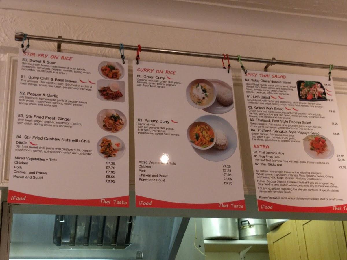 Menu at iFood Thai Taste restaurant, Exeter