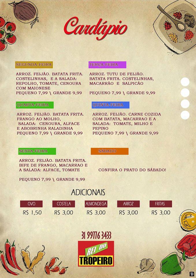 Menu Em Rei Do Tropeiro Restaurante Betim