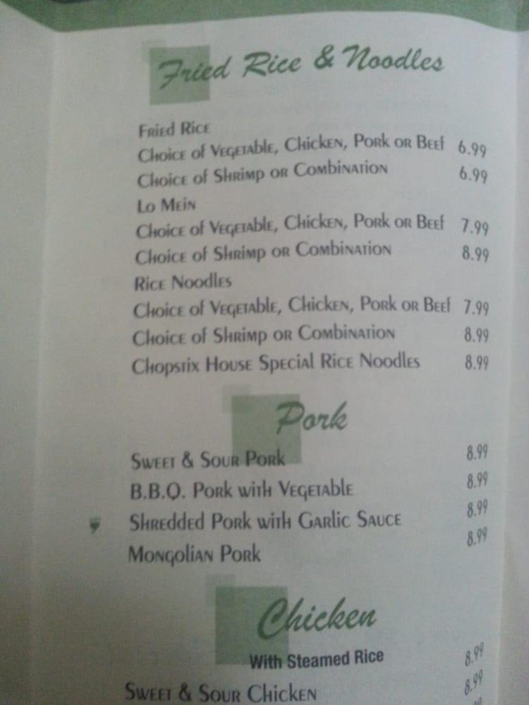 Menu at CHOPSTIX restaurant, Kingsville