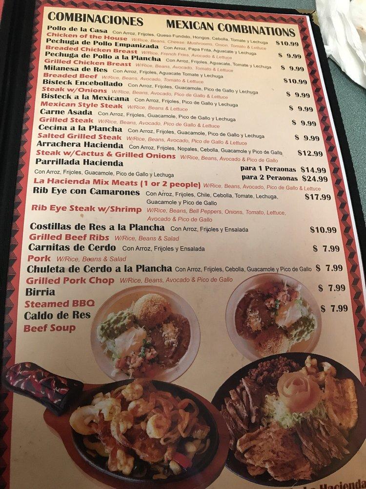 Menu at La Hacienda restaurant, Winter Park, Aloma Ave 145