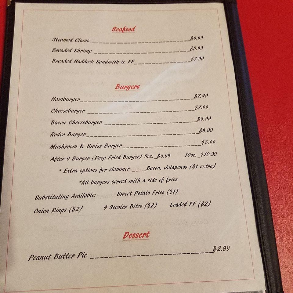 Menu at Scooter's Pub, Whitney Point