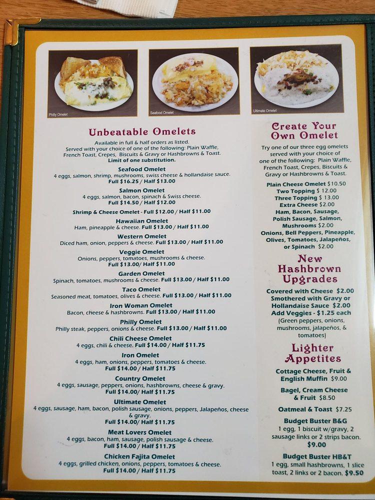 Menu at Waffles Caffe restaurant, Yakima, N 1st St